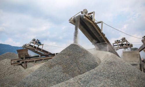 Image of heavy machinery works at the quarry.